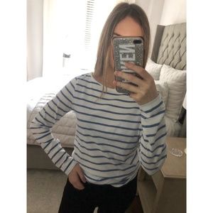 Jigsaw Blue and White Striped Long Sleeve T-Shirt